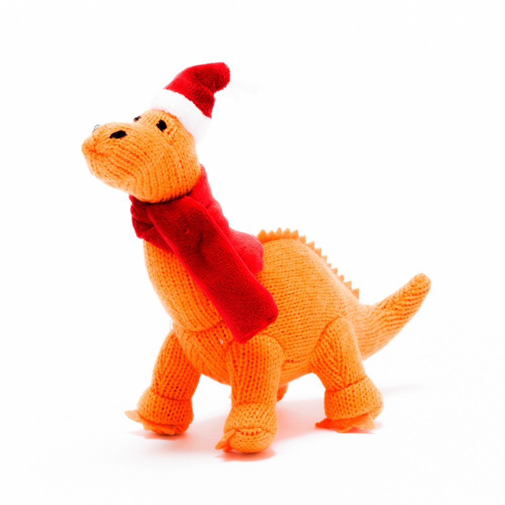 Best Years Knitted Diplodocus Dinosaur Christmas Tree Decoration – Orange 5060092787659